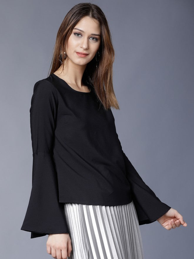Women Black Solid Top - Black - Image 6