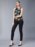 Women Black Printed A-Line High-Low Top - Black - Image 1