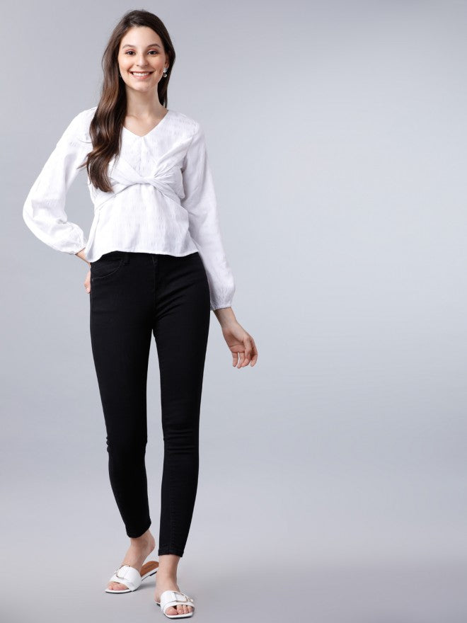 Tokyo Talkies White Solid Regular Top - White - Image 5