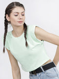 Tokyo Talkies Womens Green Sleeveless Crop Top - Green - Image 1