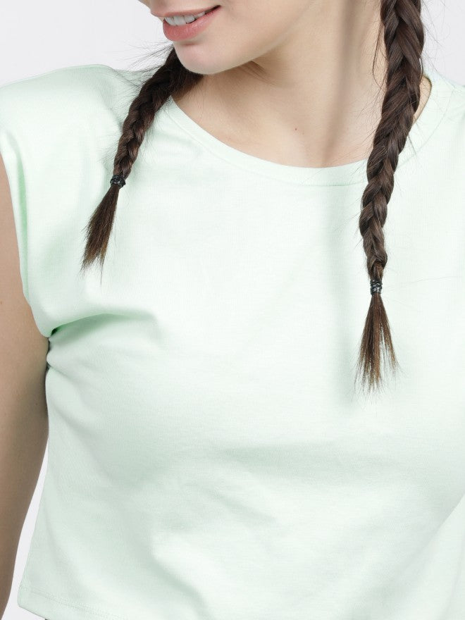 Tokyo Talkies Womens Green Sleeveless Crop Top - Green - Image 5