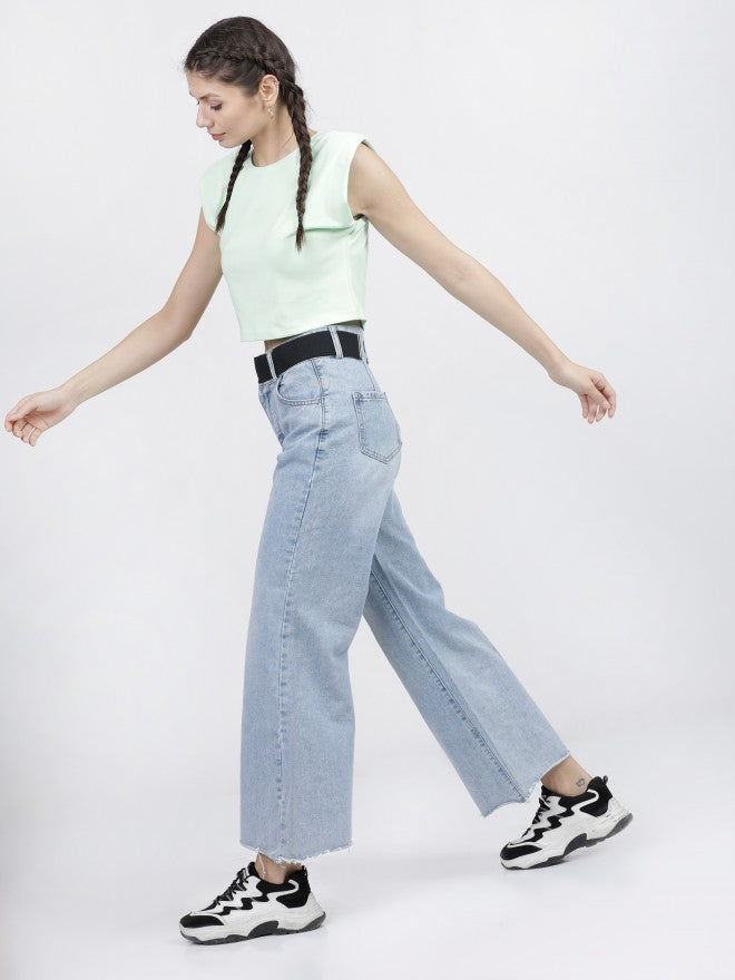 Tokyo Talkies Womens Green Sleeveless Crop Top - Green - Image 6