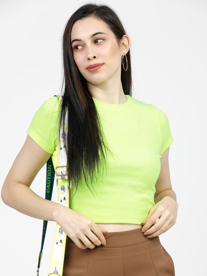 Tokyo Talkies Womens Green Crop Top - Green - Image 1