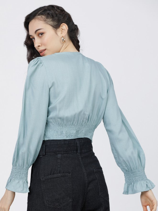 Tokyo Talkies Womens Blue Crop Top - Blue - Image 4