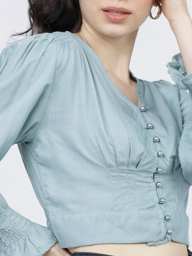 Tokyo Talkies Womens Blue Crop Top - Blue - Image 5