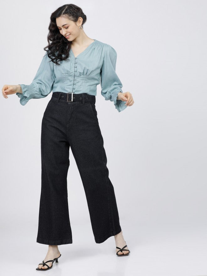 Tokyo Talkies Womens Blue Crop Top - Blue - Image 6