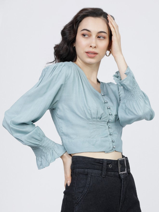 Tokyo Talkies Womens Blue Crop Top - Blue - Image 7