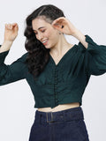 Tokyo Talkies Womens Green Crop Top - Green - Image 1