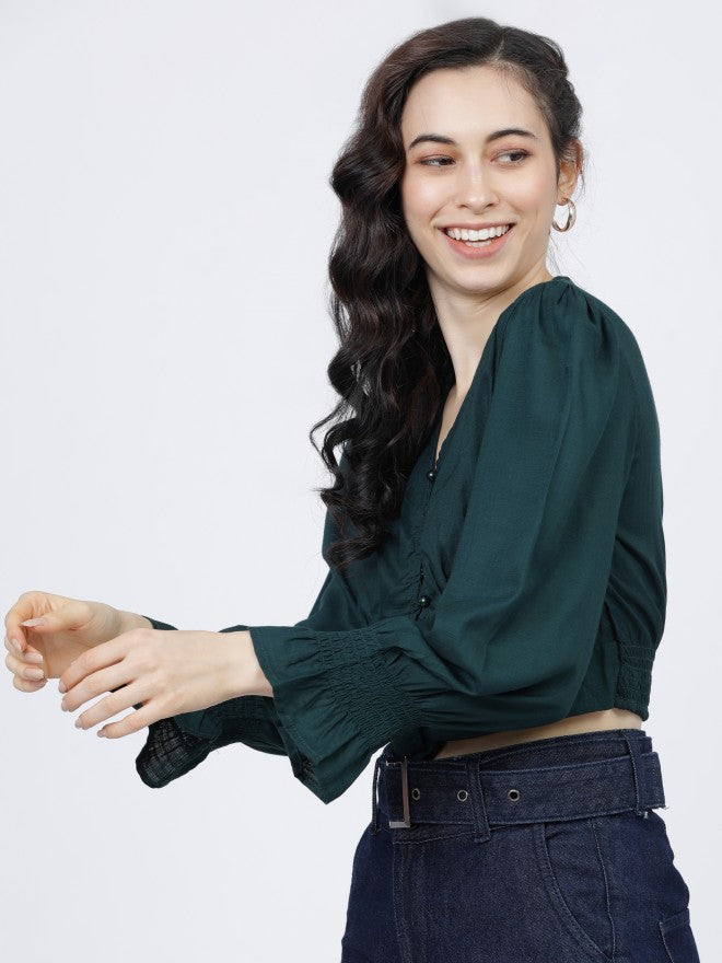 Tokyo Talkies Womens Green Crop Top - Green - Image 3