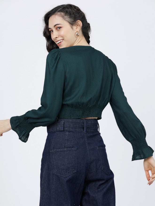 Tokyo Talkies Womens Green Crop Top - Green - Image 4