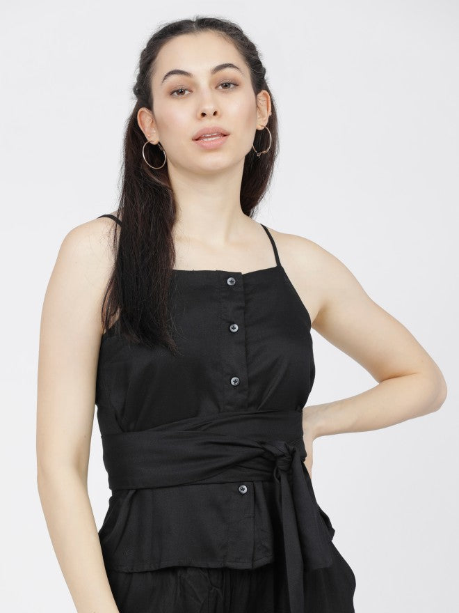 Tokyo Talkies Womens Black Tie Up Strapy Top - Black - Image 1