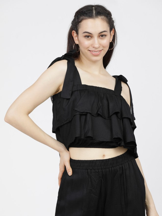 Tokyo Talkies Womens Black Crop Top - Black - Image 1