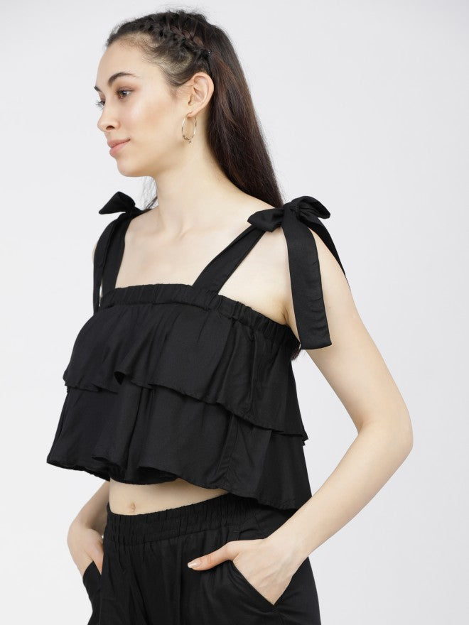 Tokyo Talkies Womens Black Crop Top - Black - Image 2
