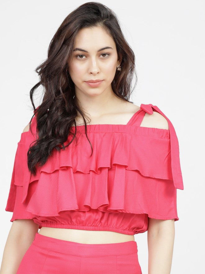 Tokyo Talkies Womens Pink Crop Top - Pink - Image 1