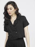 Tokyo Talkies Womens Black/White Crop Top - Black - Image 1