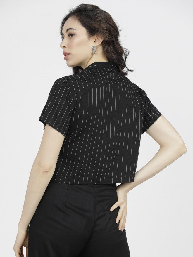 Tokyo Talkies Womens Black/White Crop Top - Black - Image 3