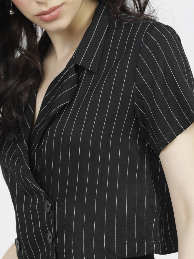 Tokyo Talkies Womens Black/White Crop Top - Black - Image 4