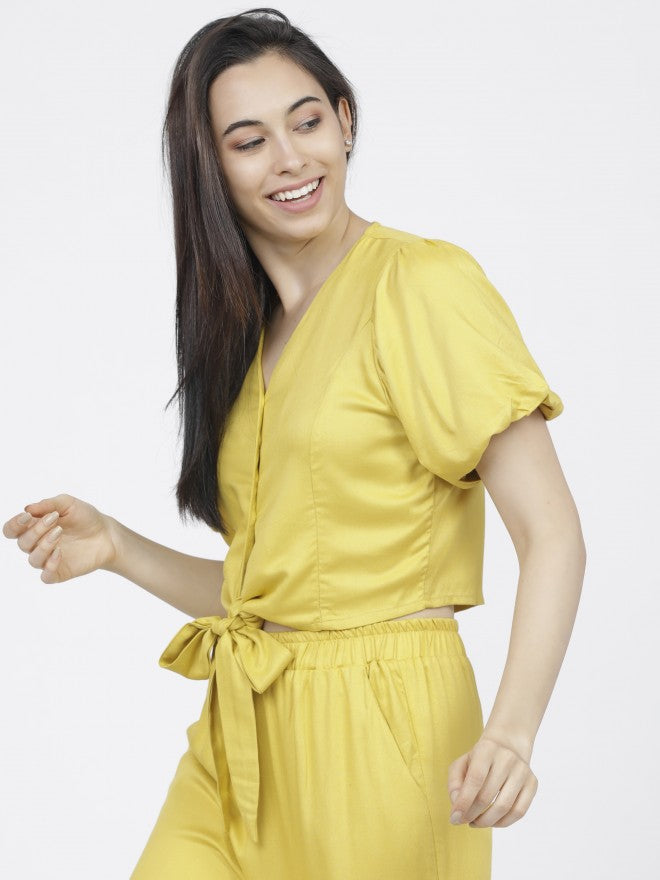 Tokyo Talkies Womens Yellow Blouson Top - Yellow - Image 2