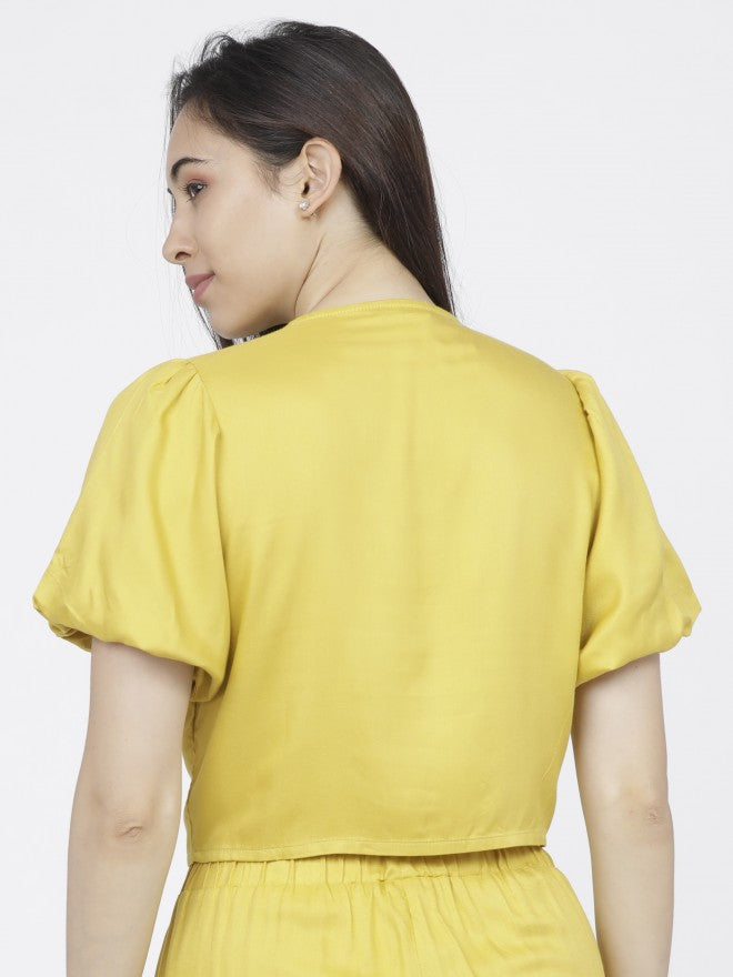Tokyo Talkies Womens Yellow Blouson Top - Yellow - Image 3