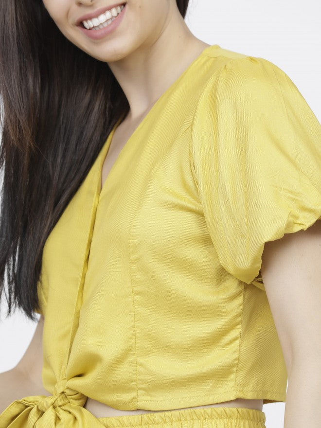 Tokyo Talkies Womens Yellow Blouson Top - Yellow - Image 4
