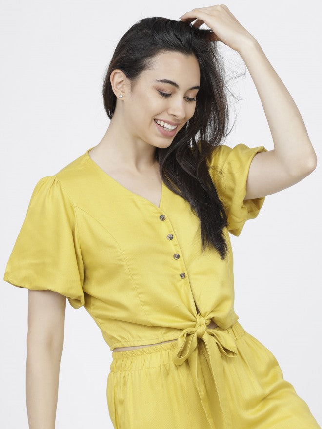 Tokyo Talkies Womens Yellow Blouson Top - Yellow - Image 6