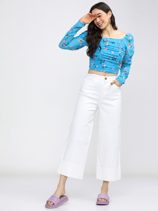 Tokyo Talkies Womens Blue Floral Crop Top' - Blue - Image 5
