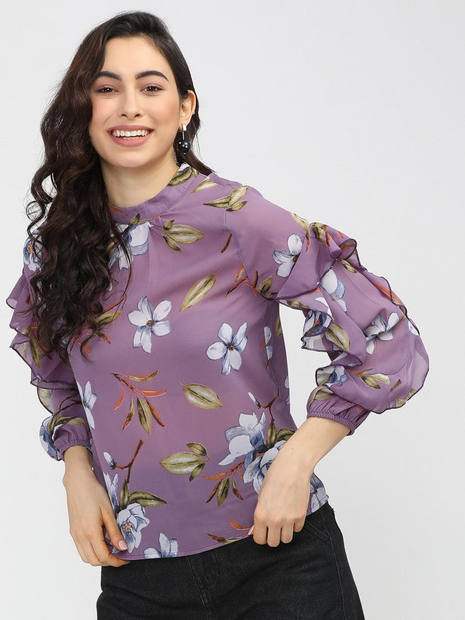 Tokyo Talkies Womens Purple Regular Top - Purple - Image 1