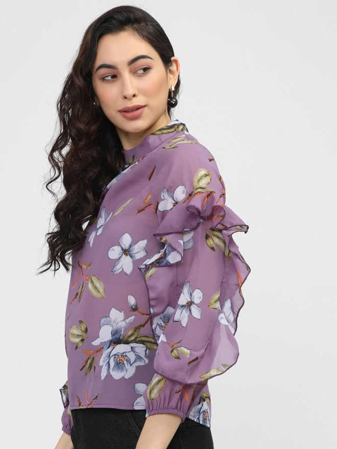 Tokyo Talkies Womens Purple Regular Top - Purple - Image 2