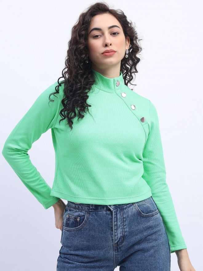 Tokyo Talkies Womens Green Knited Top - Green - Image 3