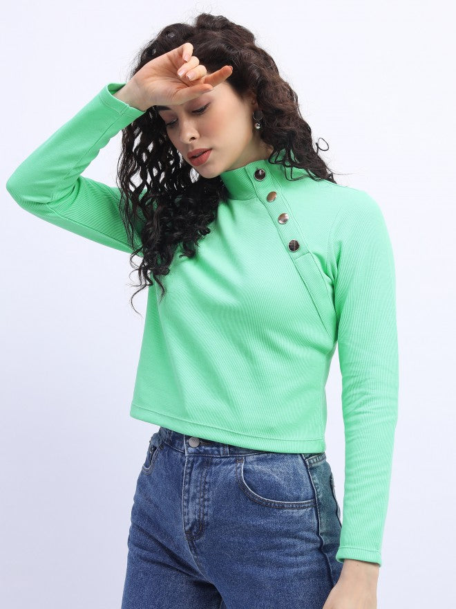 Tokyo Talkies Womens Green Knited Top - Green - Image 4