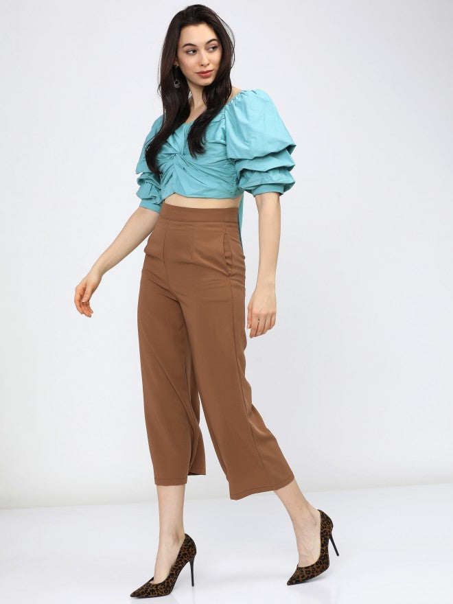Tokyo Talkies Womens Teal. Twist Crop Top - Teal - Image 5