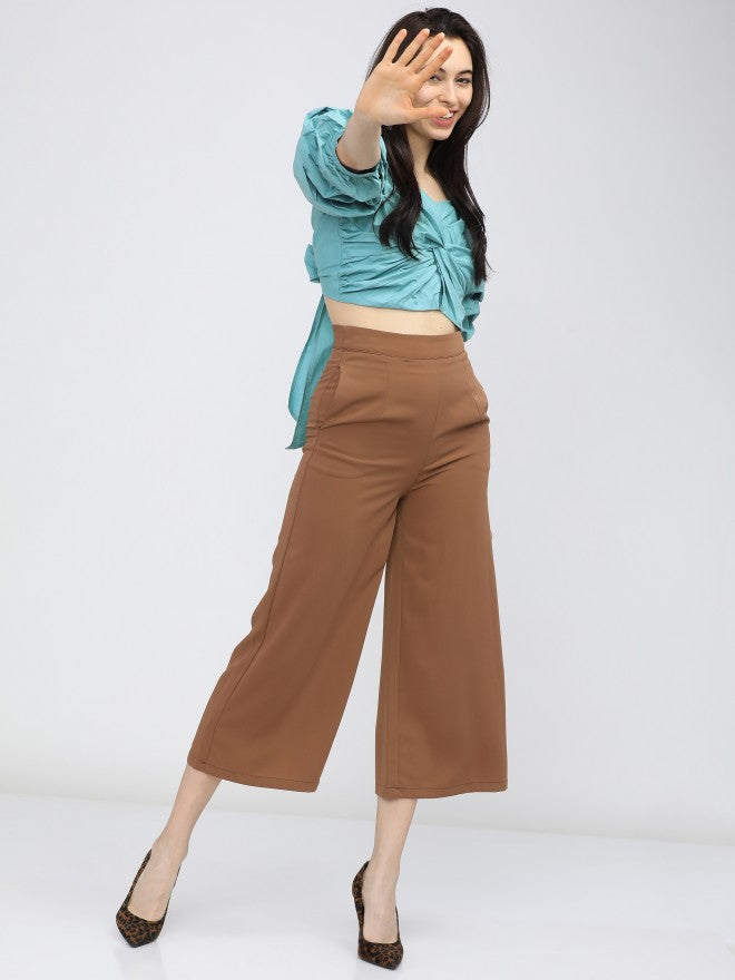 Tokyo Talkies Womens Teal. Twist Crop Top - Teal - Image 9