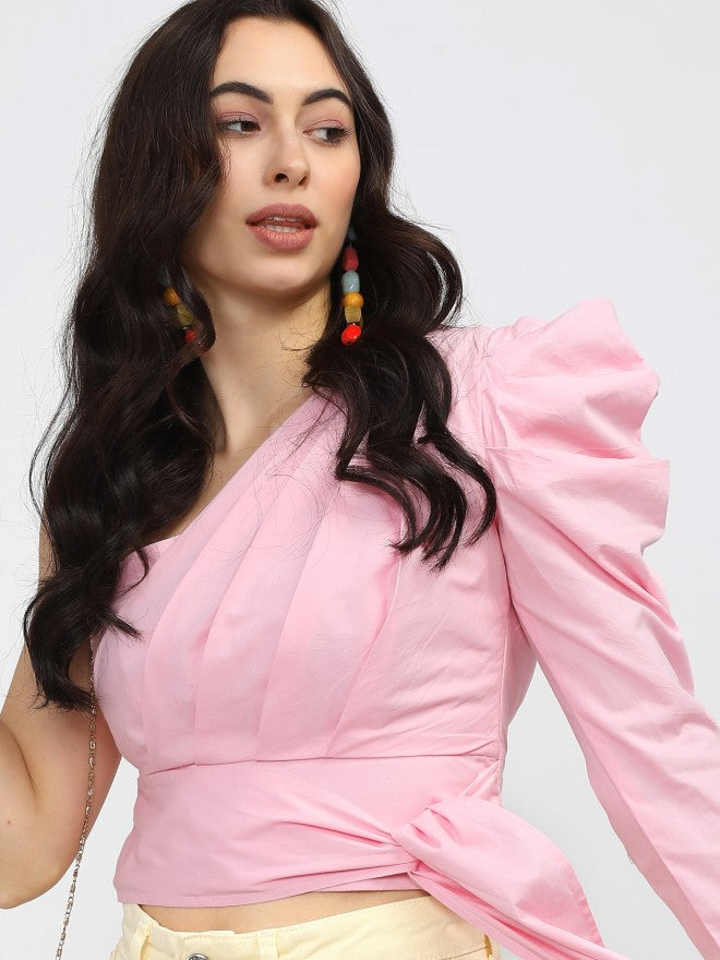 Tokyo Talkies Womens Pink Solid Top - Pink - Image 1