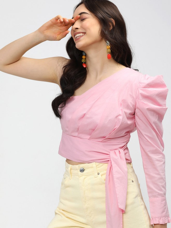 Tokyo Talkies Womens Pink Solid Top - Pink - Image 2