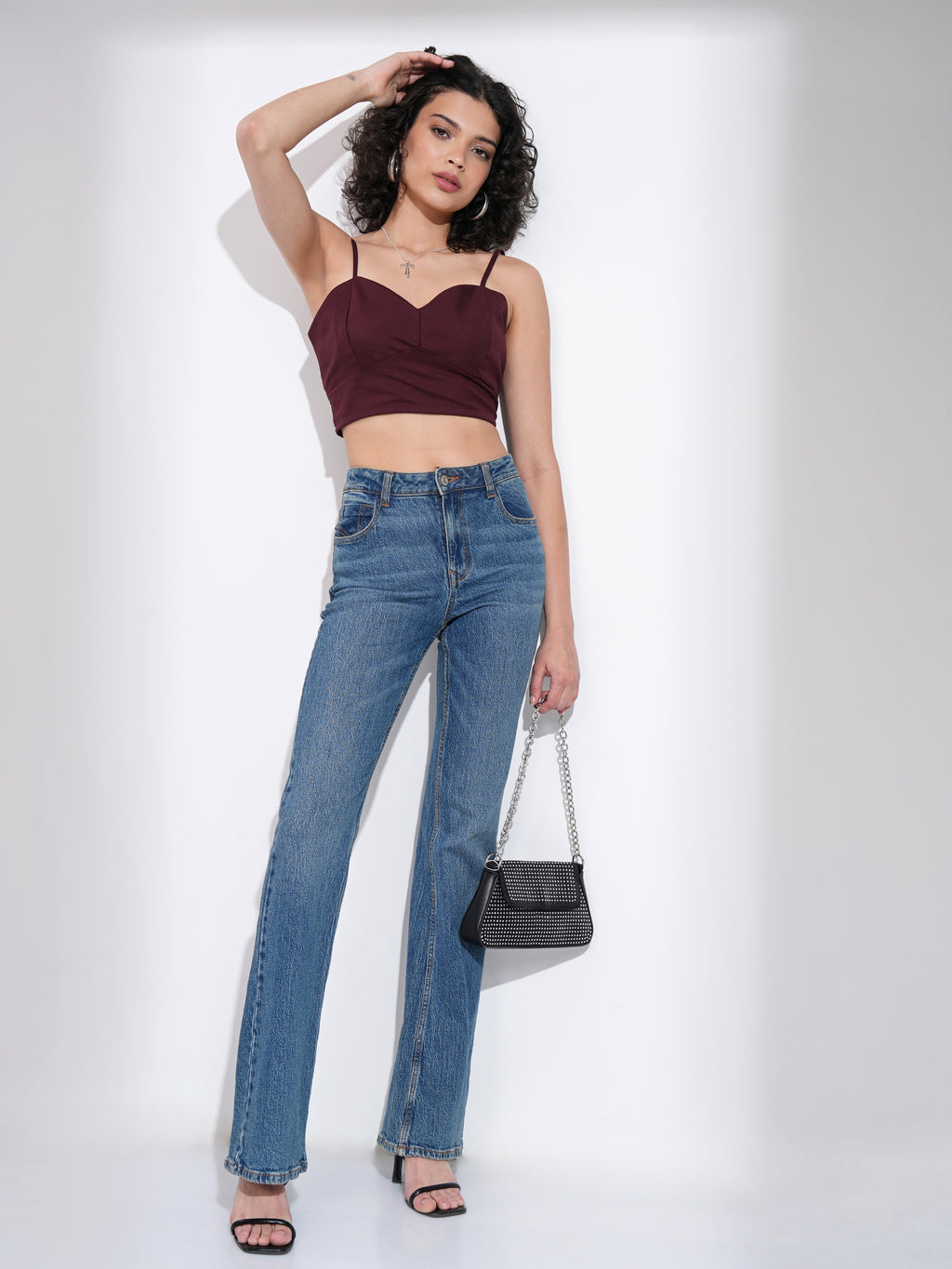 Tokyo Talkies Womens Maroon Crop Top - Maroon - Image 2