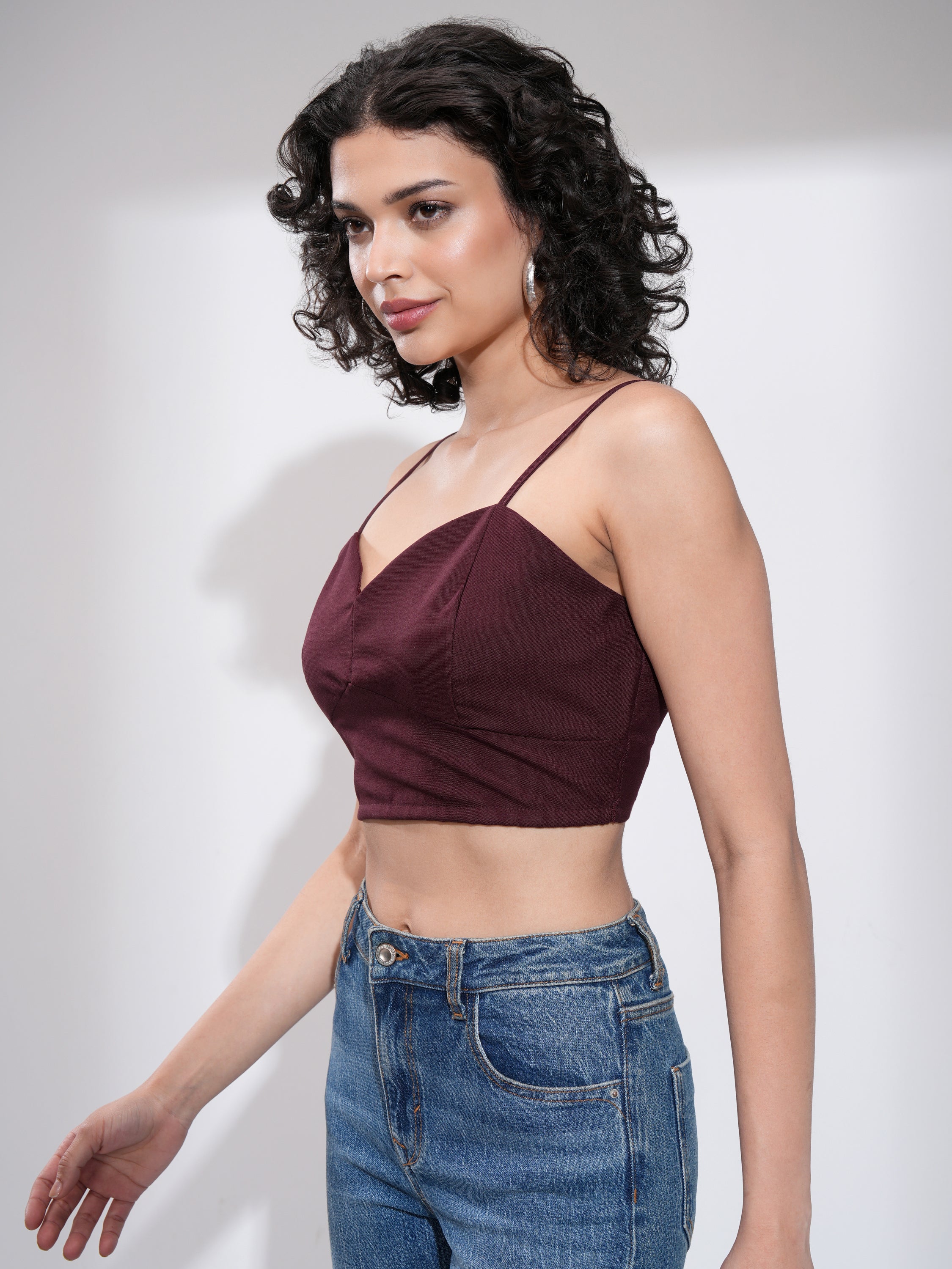 Tokyo Talkies Womens Maroon Crop Top - Maroon - Image 4