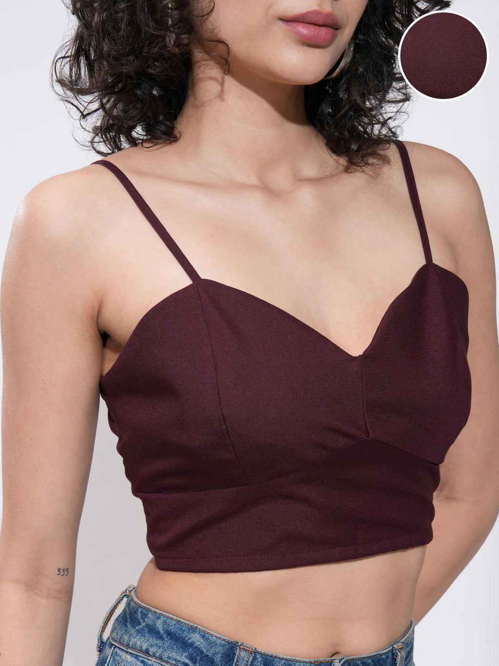 Tokyo Talkies Womens Maroon Crop Top - Maroon - Image 5