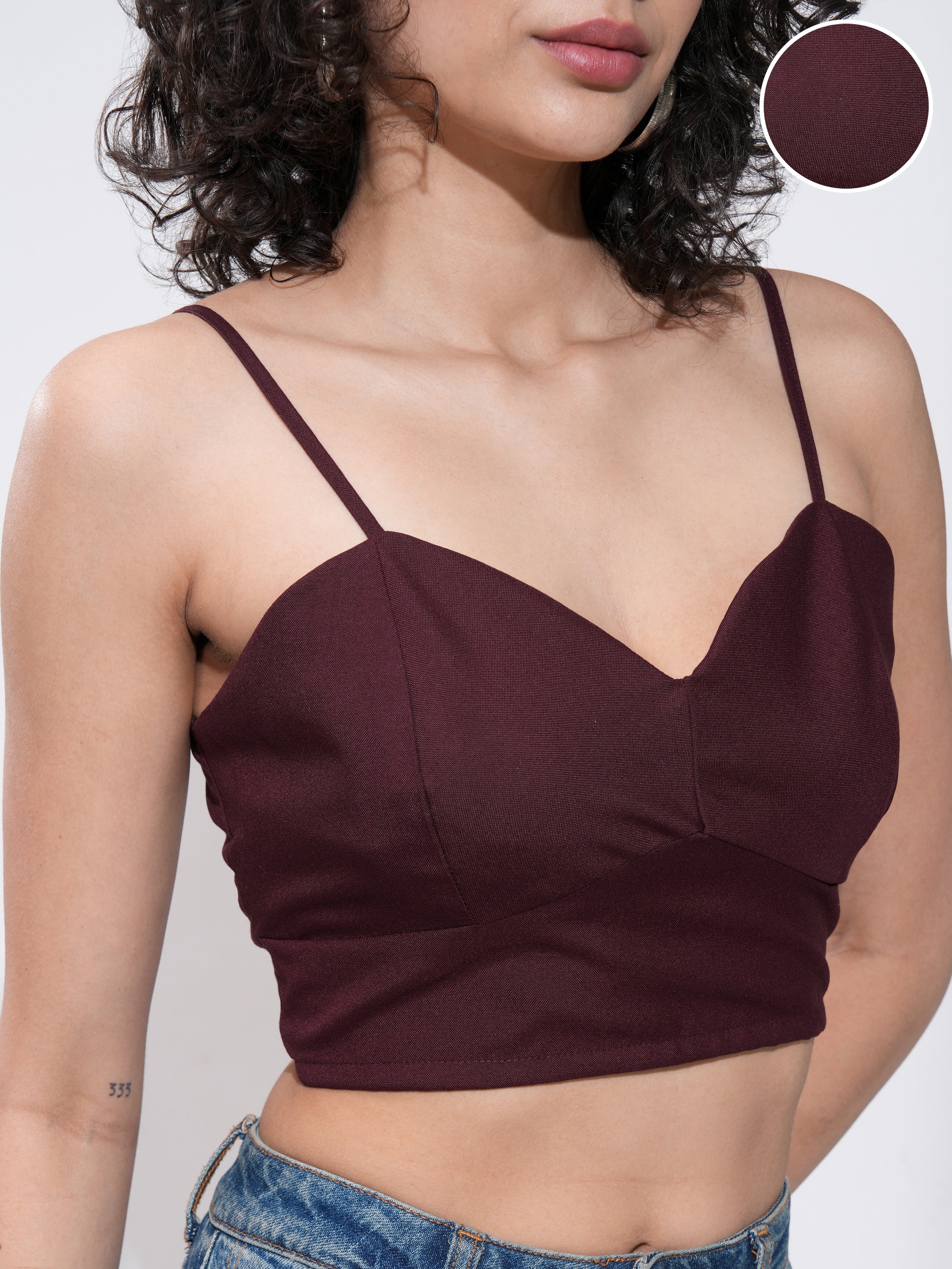 Tokyo Talkies Womens Maroon Crop Top - Maroon - Image 5