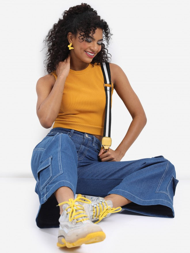 Tokyo Talkies Women Yellow Solid Regular Top - Yellow - Image 2