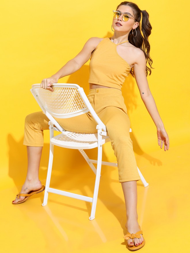 Tokyo Talkies Womens Knited Top - Mustard - Image 2