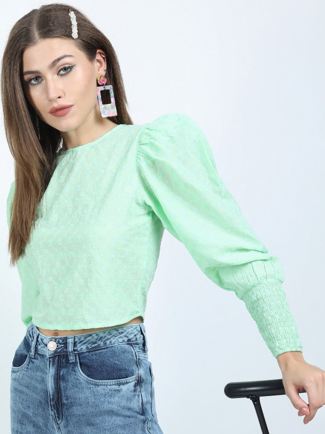 Tokyo Talkies Womens Green Crop Top - Green - Image 1