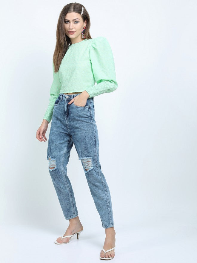 Tokyo Talkies Womens Green Crop Top - Green - Image 2