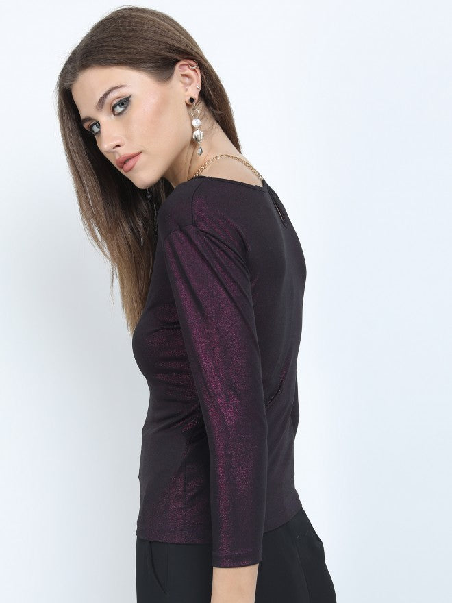 Tokyo Talkies Womens Knited Top - Magenta - Image 3
