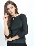 Tokyo Talkies Womens Teal Asymmetrical Chain Shoulder Top - Teal - Image 1