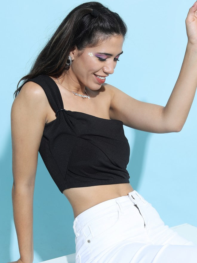 Tokyo Talkies Womens Knited Top - Black - Image 1