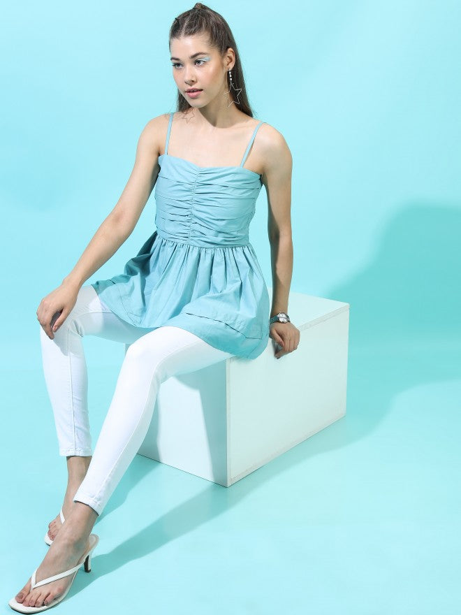 Tokyo Talkies Womens Peplum Strapy Top - Teal - Image 2