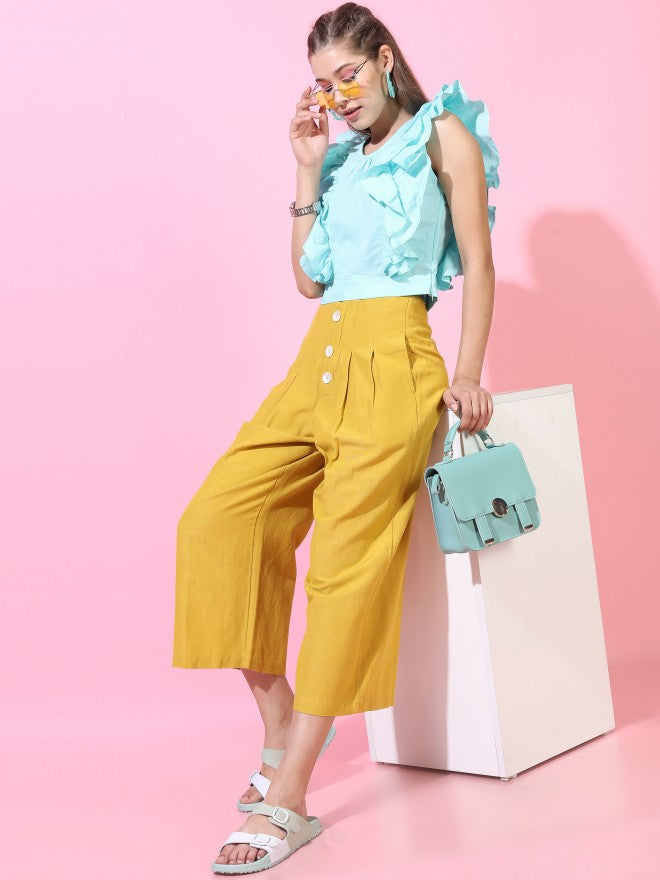 Tokyo Talkies Womens Sleeveless Crop Top - Teal - Image 2