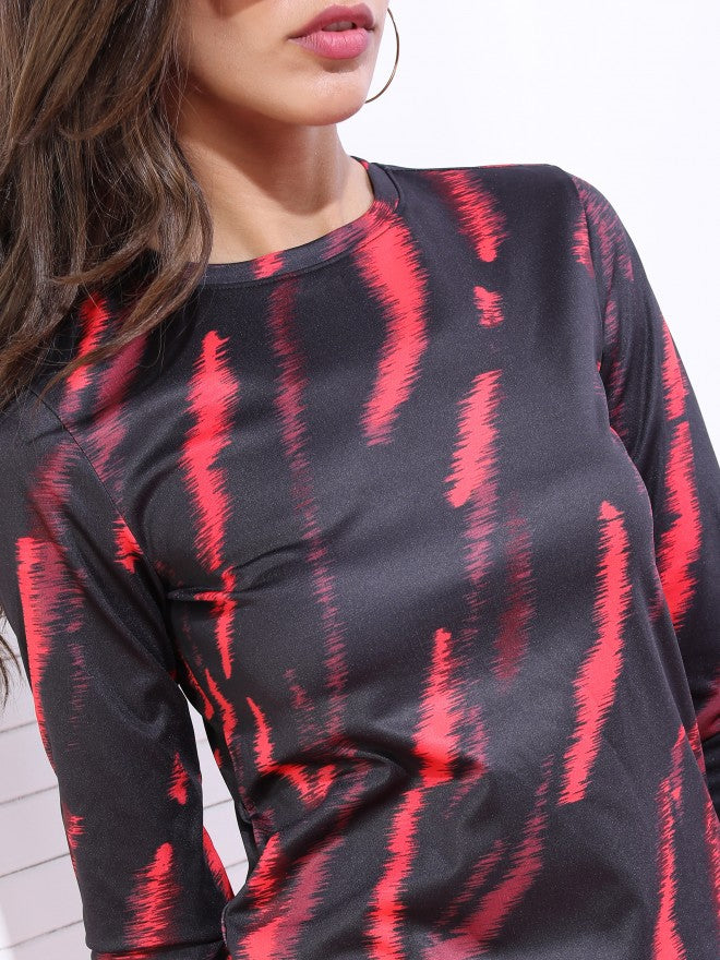 Tokyo Talkies Women Black/Red Aop Printed Top - Black - Image 5