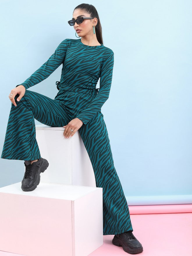 Tokyo Talkies Women Teal Printed Regular Top - Teal - Image 2