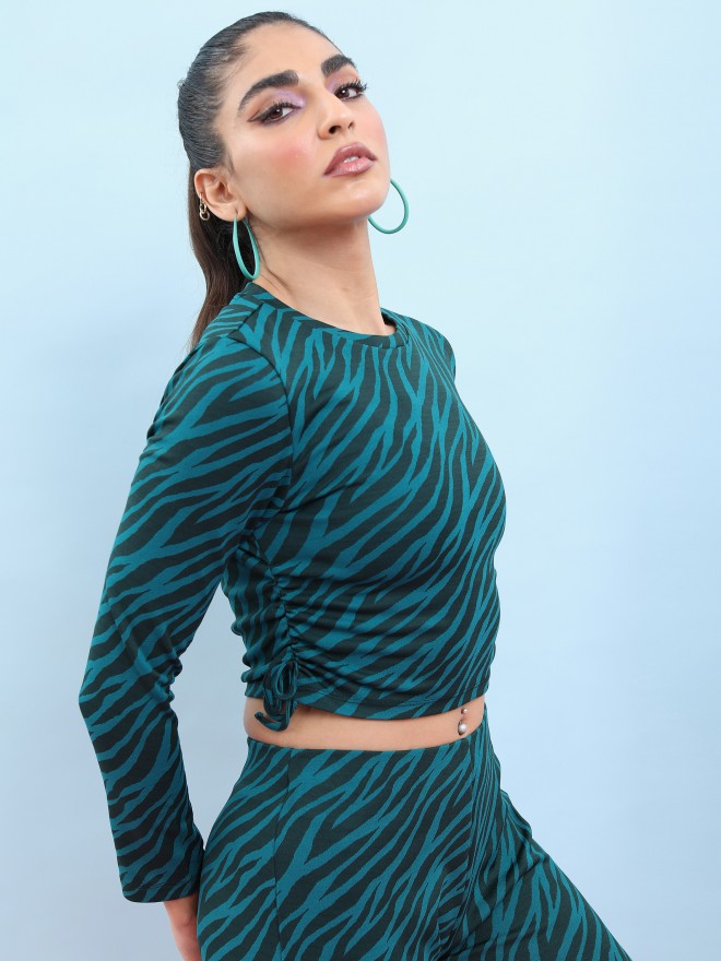 Tokyo Talkies Women Teal Printed Regular Top - Teal - Image 6